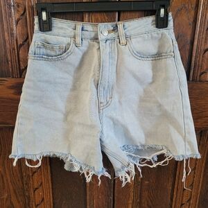 Glassons Light Blue Jean Shorts with Frayed Hem